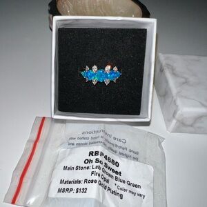 RBP4680 Oh So Sweet Rose Gold/Blue/Green Opal Ring Size 7 NWT